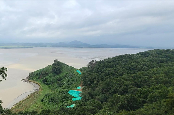▲ 발굴 조사중인 오두산성