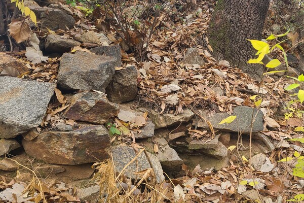 ▲ 무너진 상태로 있는 성돌