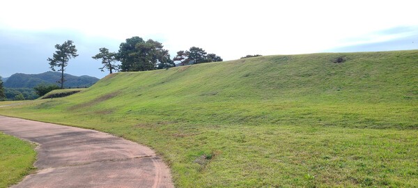 ▲동쪽 성밖에서 본 성벽