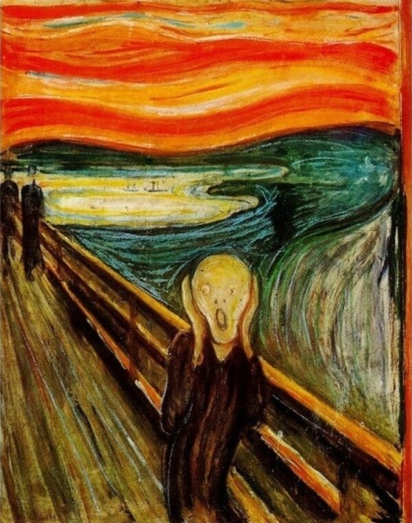 ▲에드바르 뭉쿠(Edvard Munch)의 절규(1893). 인간의 불안과 공포, 고통 등 이와 관련한 강렬한 감정을 작품으로 표현했다. 필자 제공