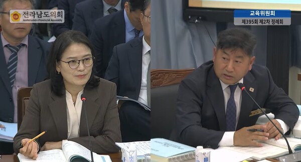 ▲왼쪽 전남도교육청 김영신 교육국장, 오른쪽 전남도의회 최정훈 의원(더불어민주당, 목포4)
