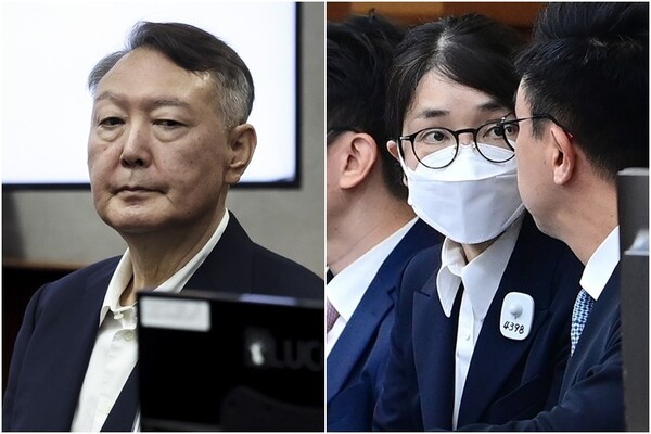 ▲법정 출석한 윤석열·김건희