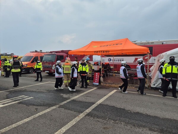 ▲응급 구호 훈련 모습. 인천항만공사